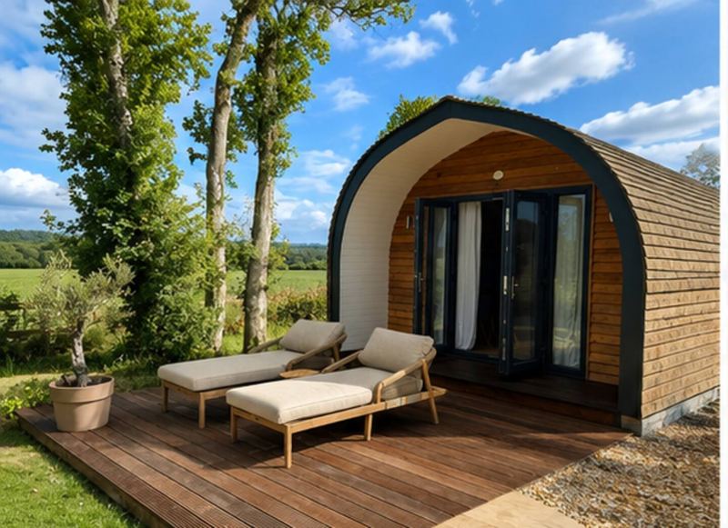Pod exterior at The Old Poultry Shed — The Glamping Pod